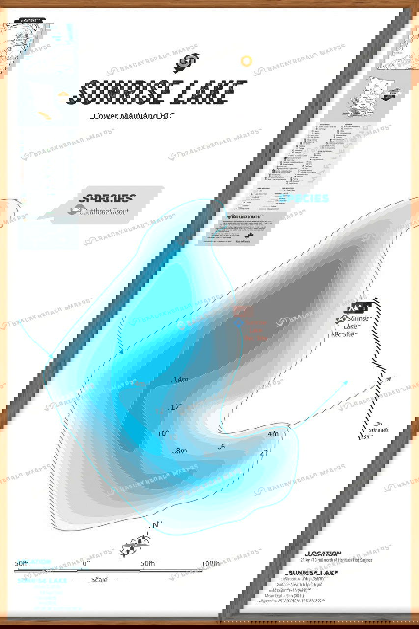 FLMBC107 Sunrise Lake - Wall Map - Backroad Maps