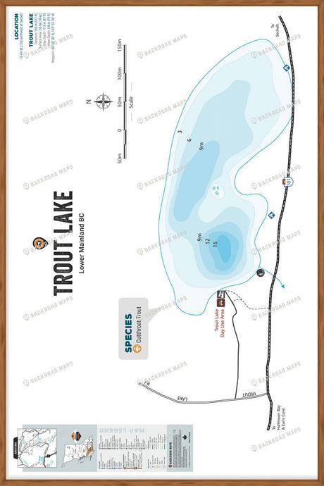 FLMBC109 Trout Lake - Sunshine Coast - Wall Map - Backroad Maps