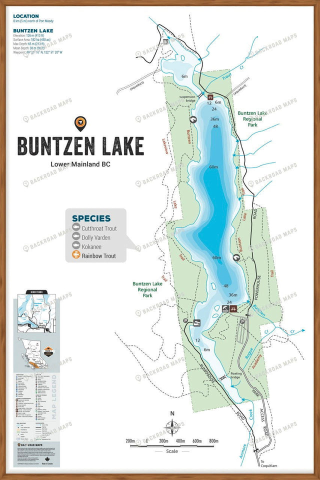 FLMBC31 Buntzen Lake - Wall Map - Backroad Maps