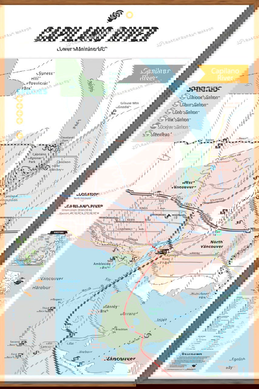 FLMBC33 Capilano River - Wall Map - Backroad Maps