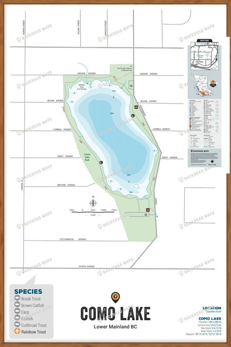 FLMBC40 Como Lake - Wall Map - Backroad Maps