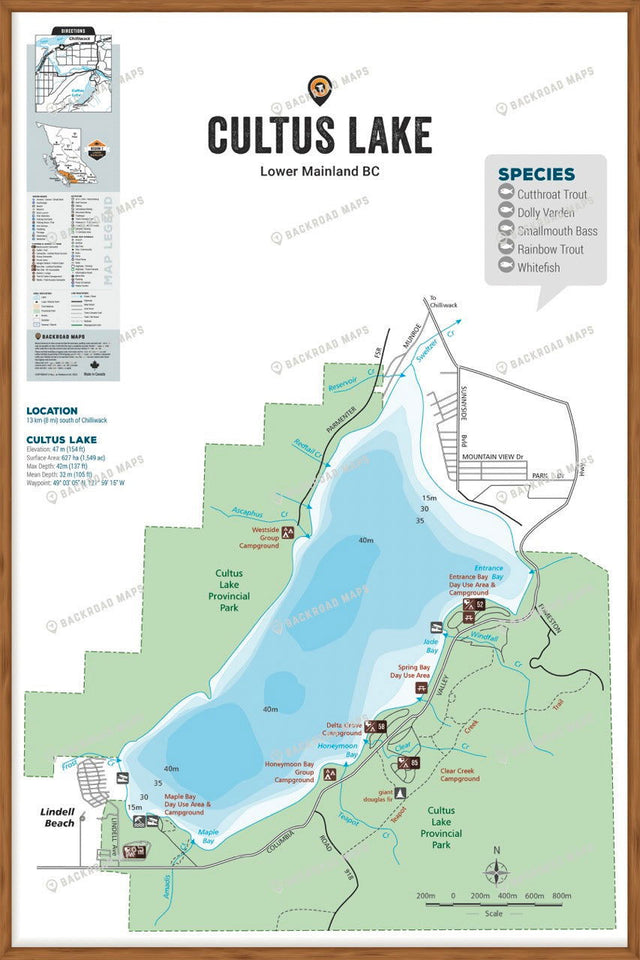FLMBC42 Cultus Lake - Wall Map - Backroad Maps