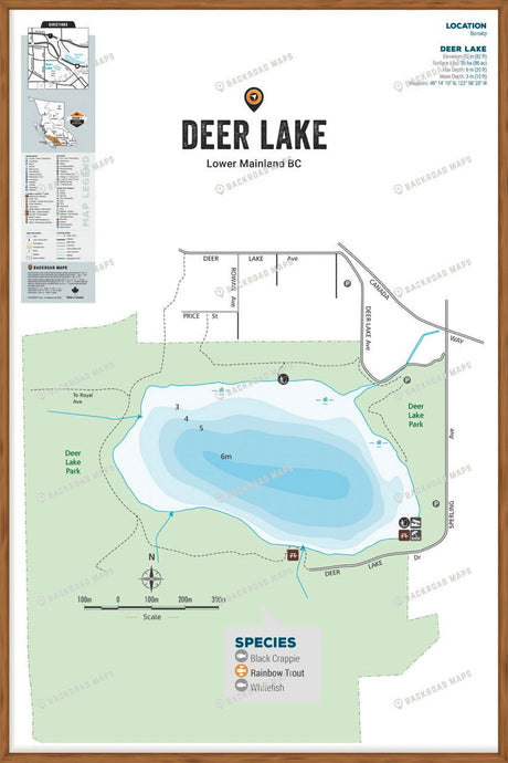 FLMBC43 Deer Lake - Burnaby Area - Wall Map - Backroad Maps