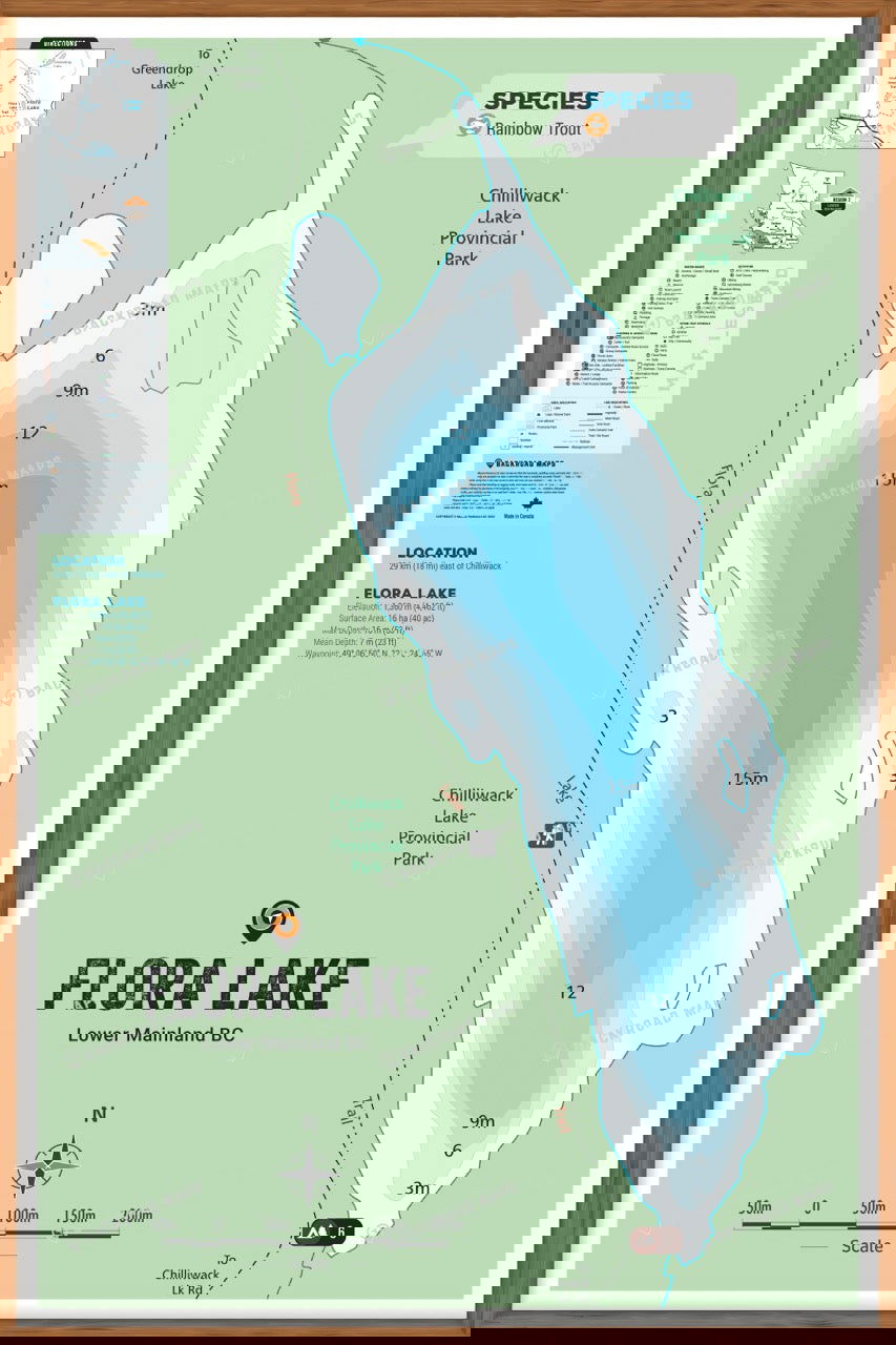 FLMBC49 Flora Lake - Wall Map - Backroad Maps
