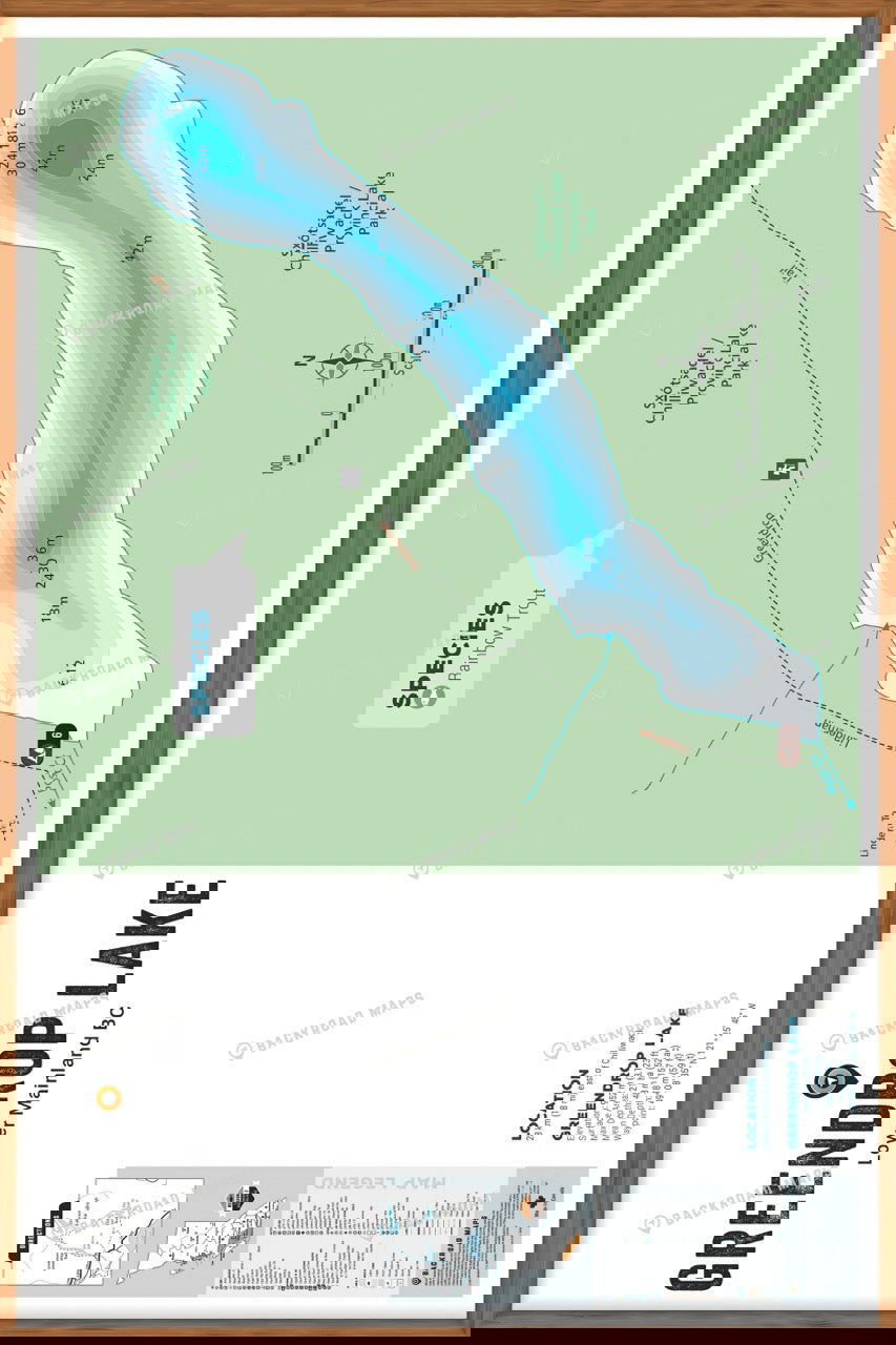 FLMBC57 Greendrop Lake - Wall Map - Backroad Maps