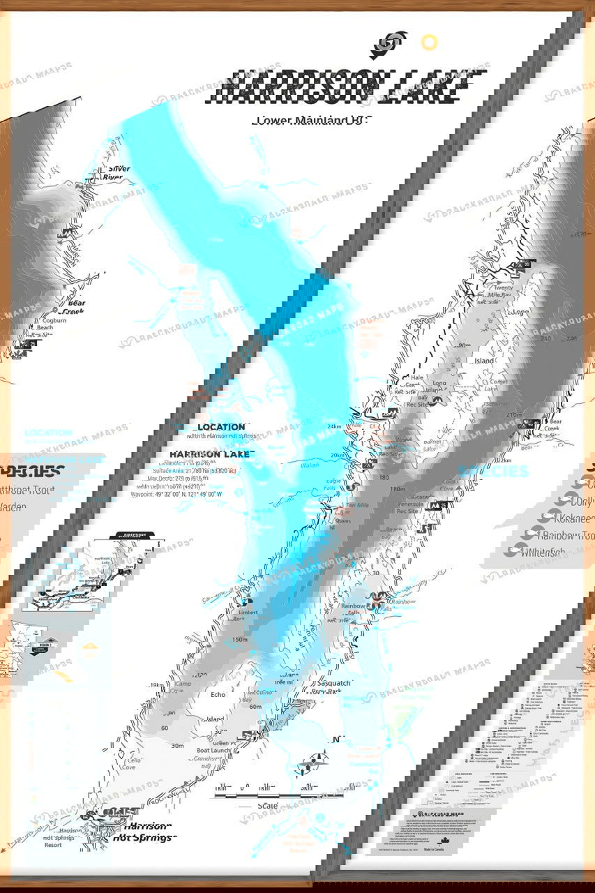 FLMBC58 Harrison Lake - Wall Map - Backroad Maps