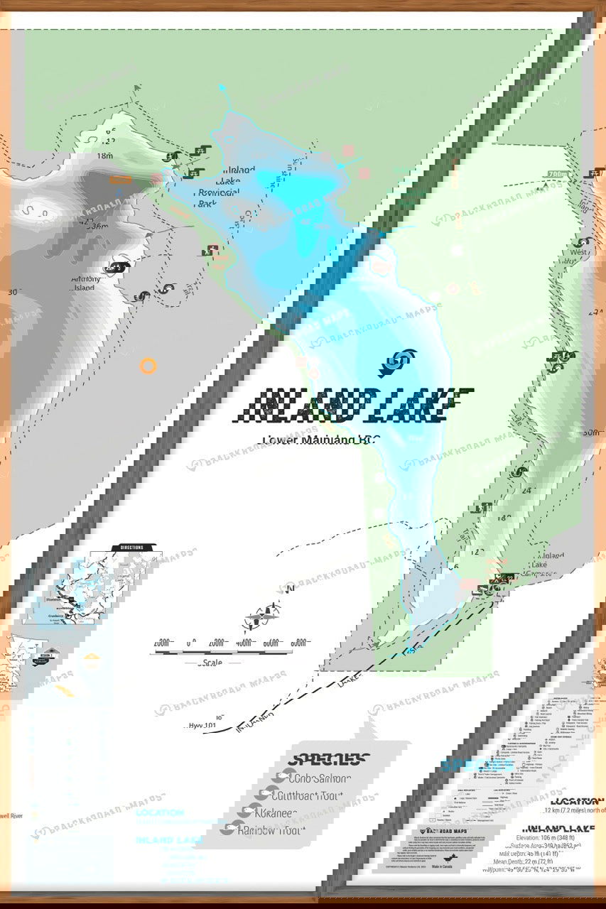 FLMBC64 Inland lake - Wall Map - Backroad Maps