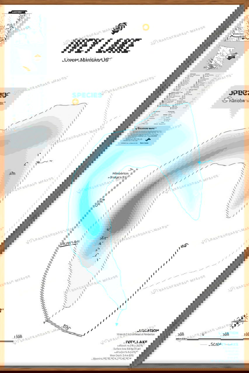 FLMBC65 Ivey Lake - Wall Map - Backroad Maps