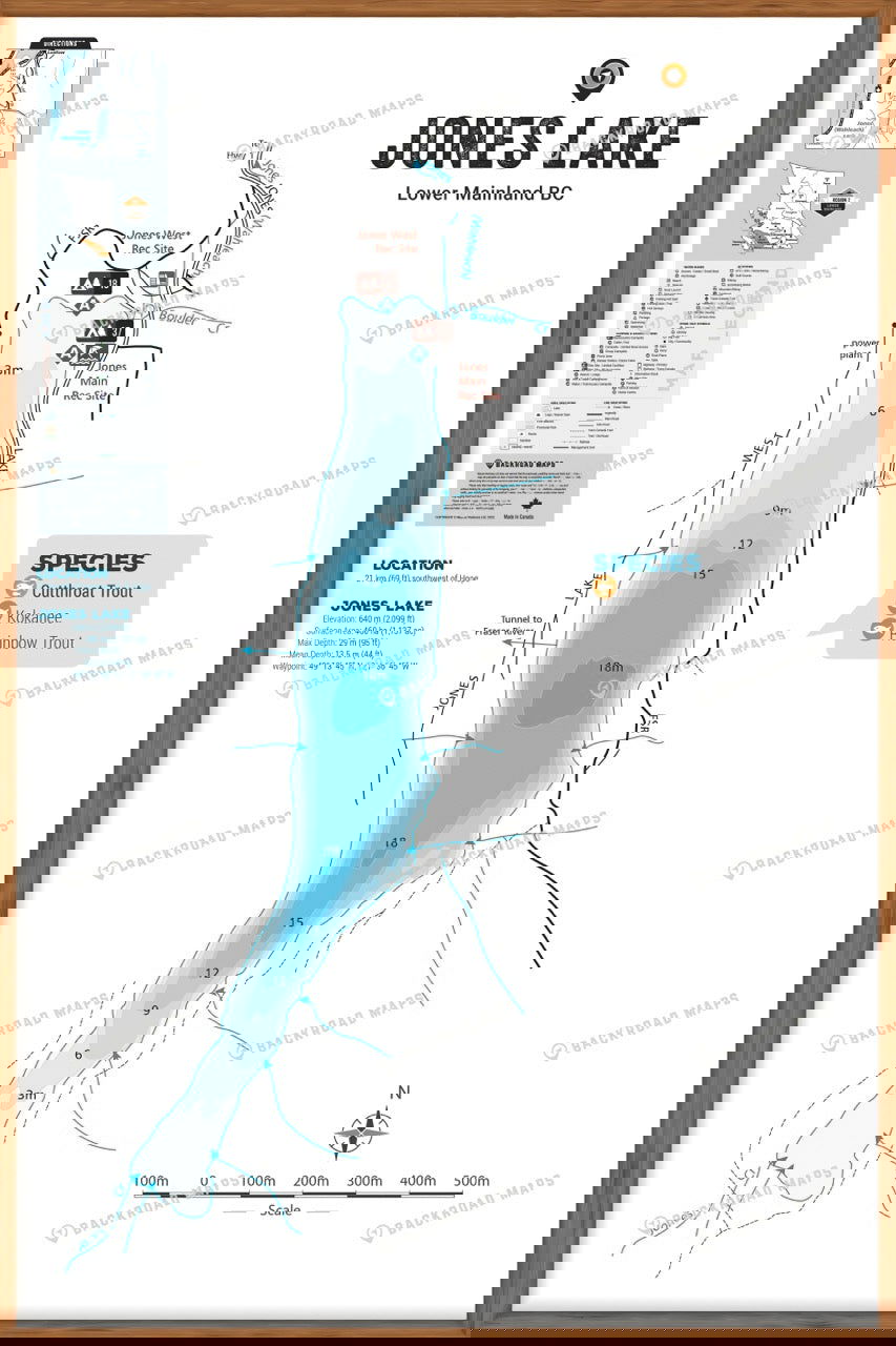 FLMBC66 Jones (Wahleach) Lake - Wall Map - Backroad Maps