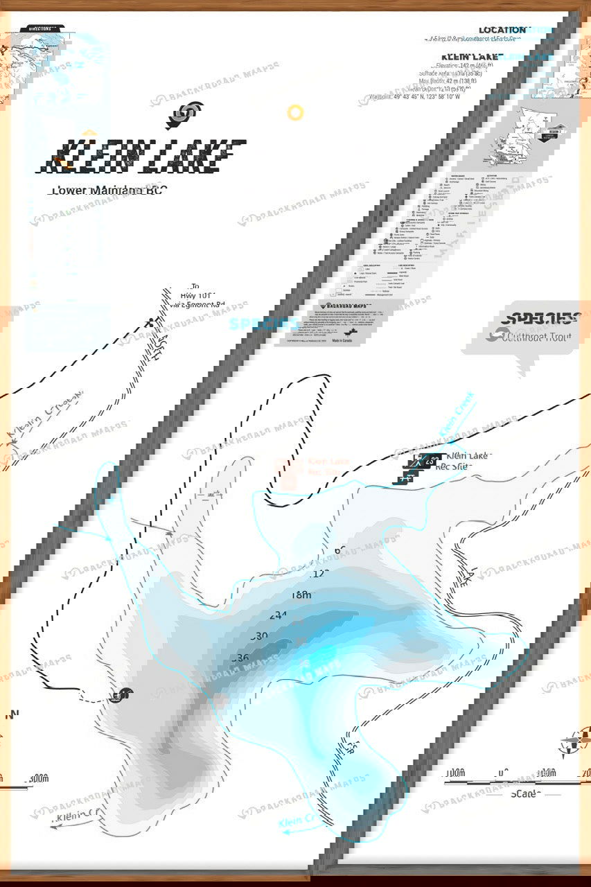 FLMBC68 Klein Lake - Wall Map - Backroad Maps