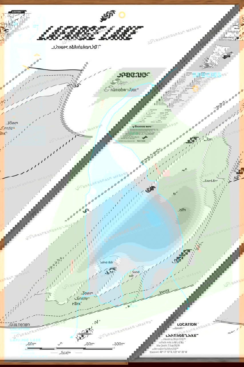 FLMBC69 Lafarge Lake - Wall Map - Backroad Maps