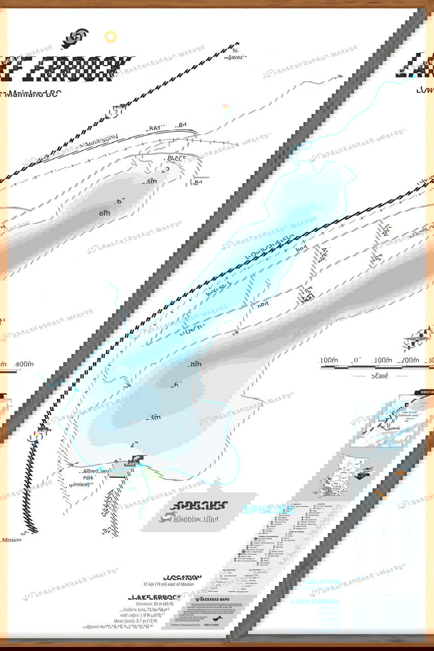 FLMBC70 Lake Errock (Squakum Lake) - Wall Map - Backroad Maps