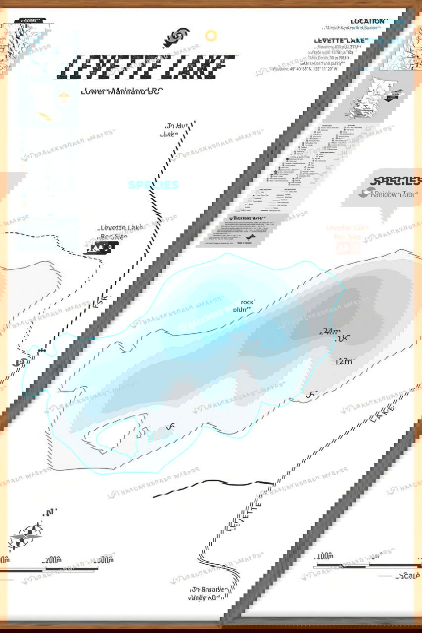 FLMBC72 Levette Lake - Wall Map - Backroad Maps