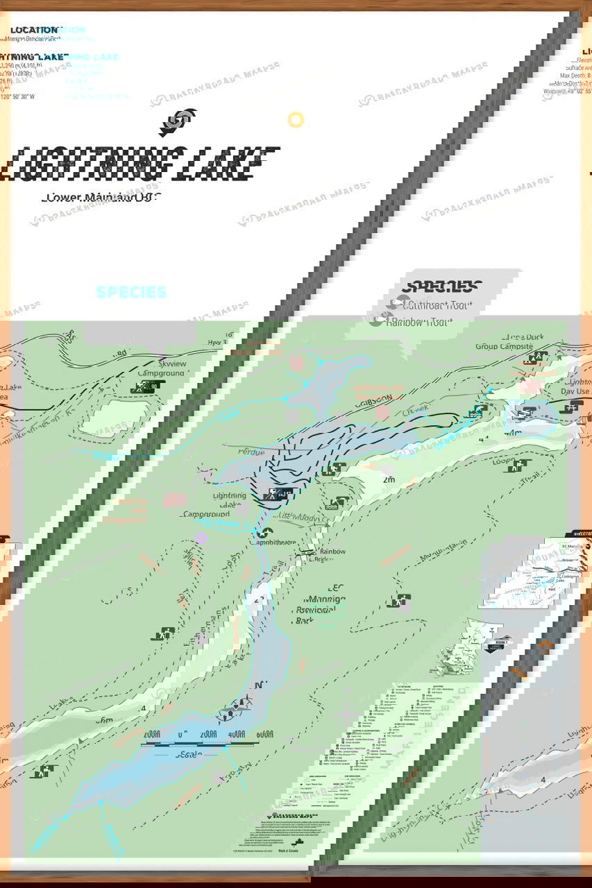 FLMBC73 Lightning Lake - Wall Map - Backroad Maps