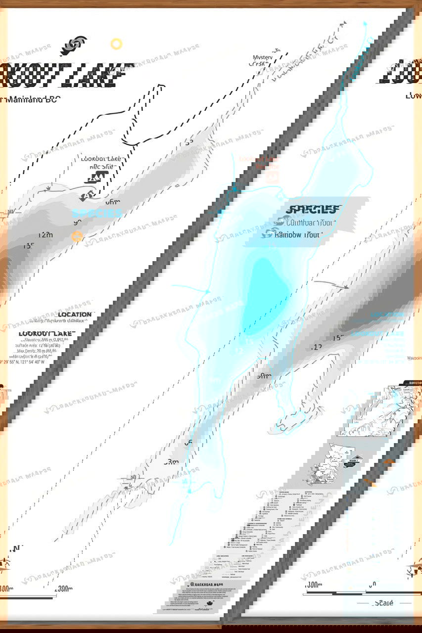 FLMBC76 Lookout Lake - Wall Map - Backroad Maps