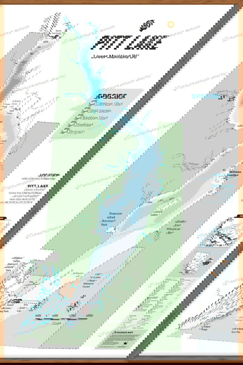 FLMBC87 Pitt Lake - Wall Map - Backroad Maps