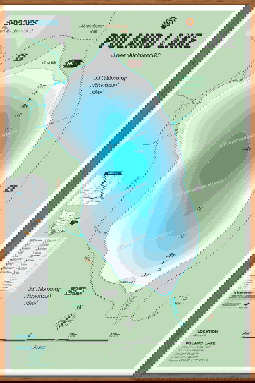 FLMBC89 Poland Lake - Wall Map - Backroad Maps