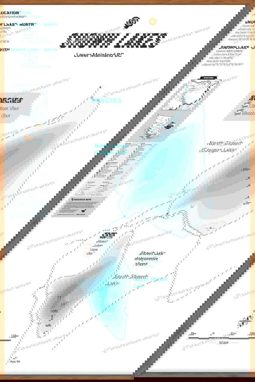FLMBC97 Showh Lakes - Wall Map - Backroad Maps