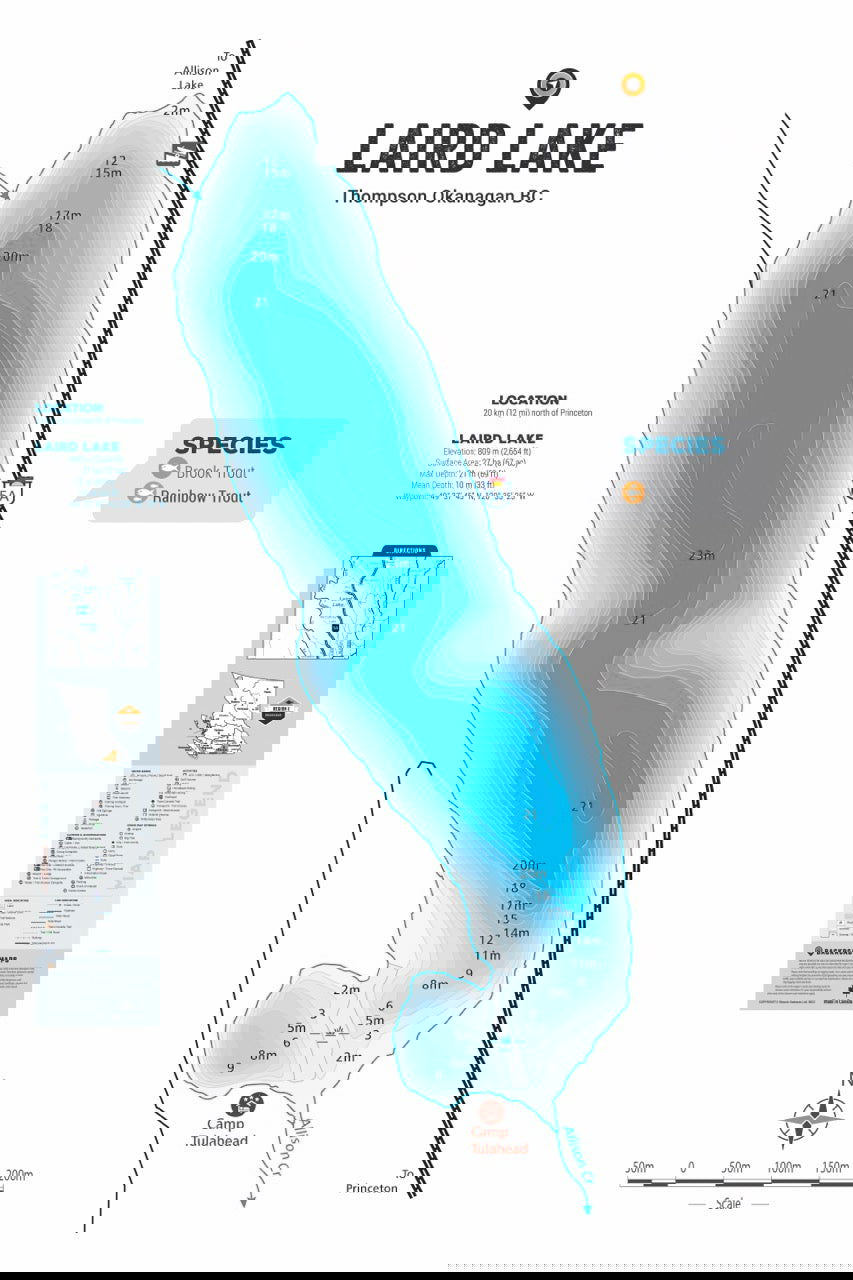 FTOBC113 Laird Lake - Wall Map - Backroad Maps