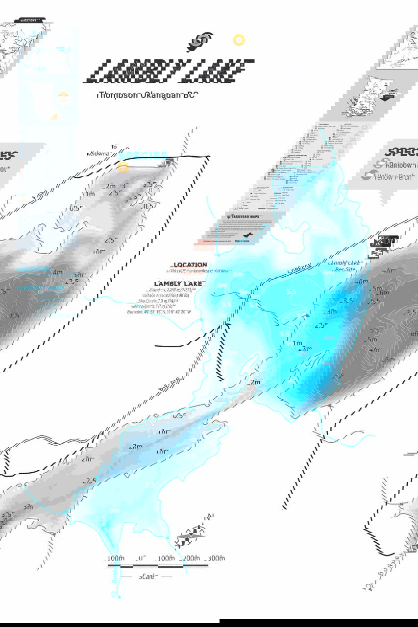 FTOBC114 Lambly Lake - Wall Map - Backroad Maps