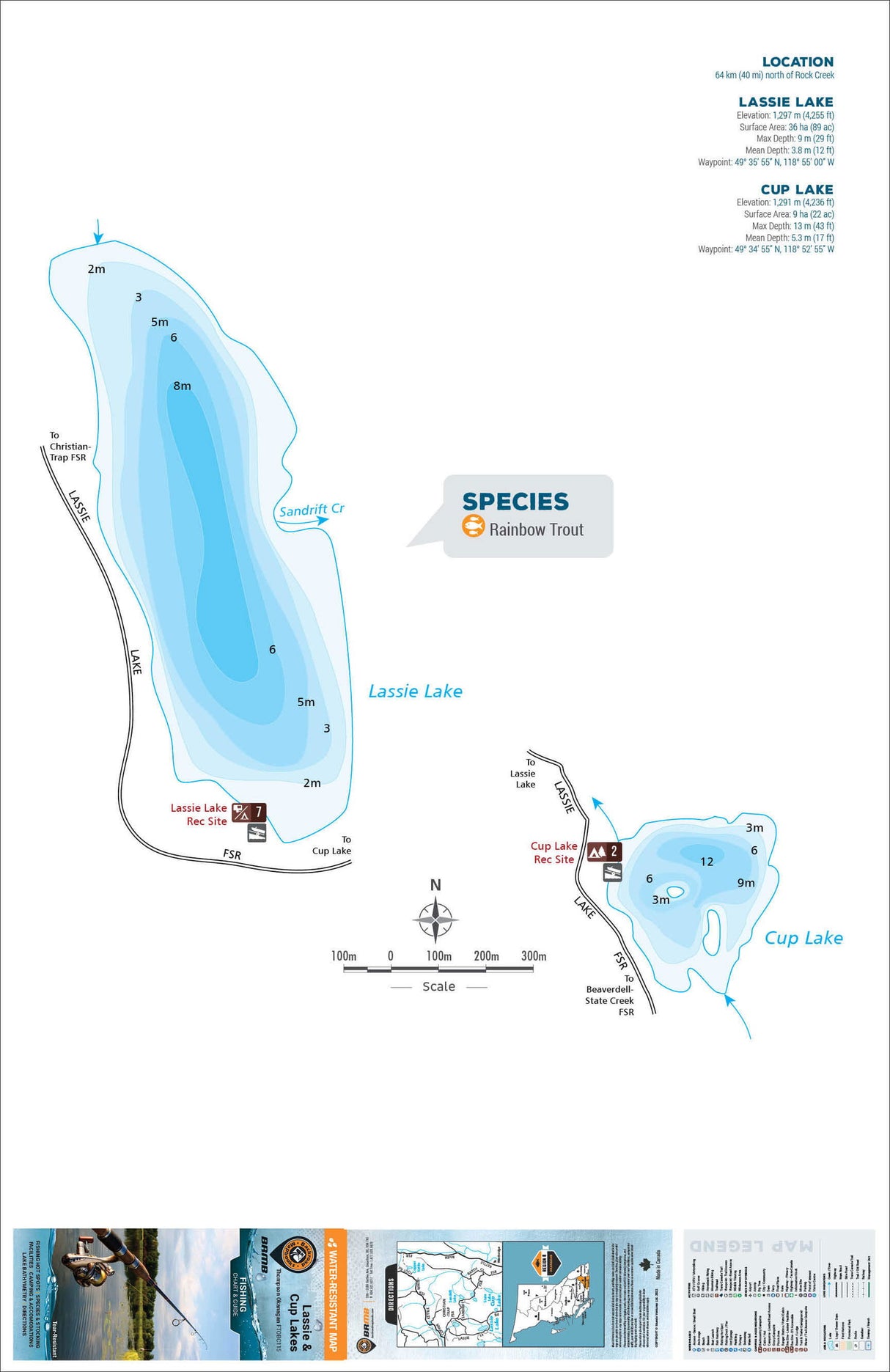 FTOBC115 Lassie & Cup Lakes - Backroad Maps