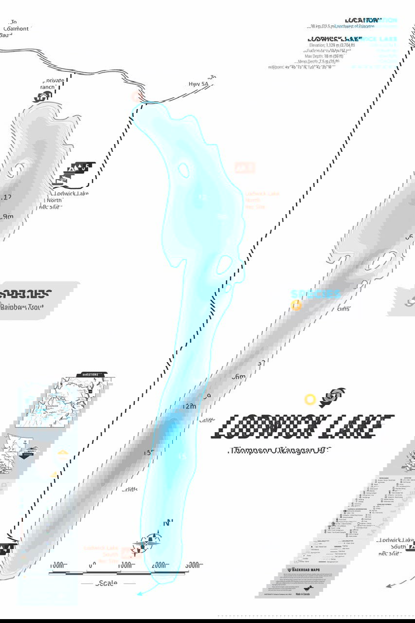FTOBC119 Lodwick Lake - Wall Map - Backroad Maps