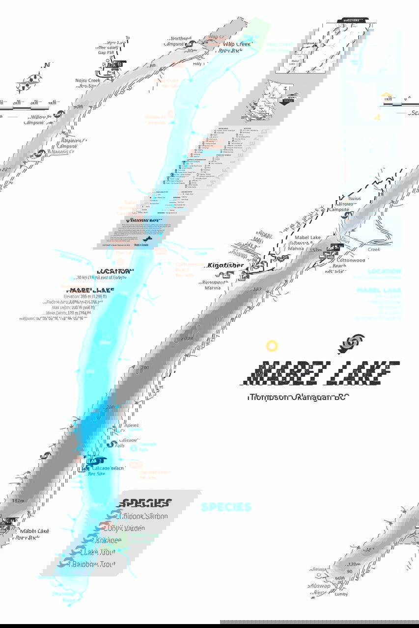 FTOBC124 Mabel Lake - Wall Map - Backroad Maps