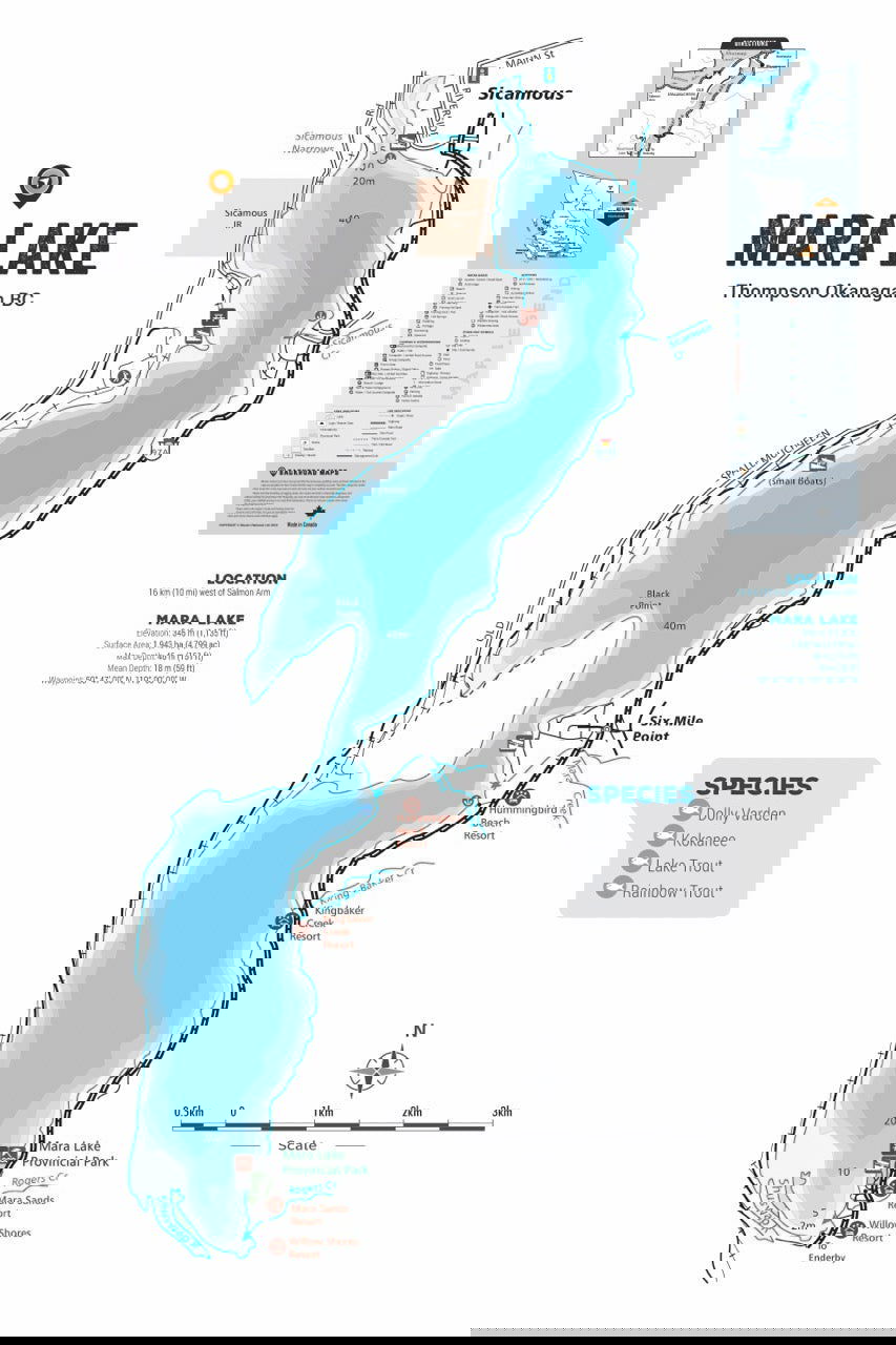 FTOBC128 Mara Lake - Wall Map - Backroad Maps