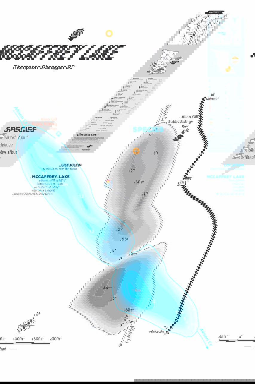 FTOBC129 McCaffrey Lake - Wall Map - Backroad Maps