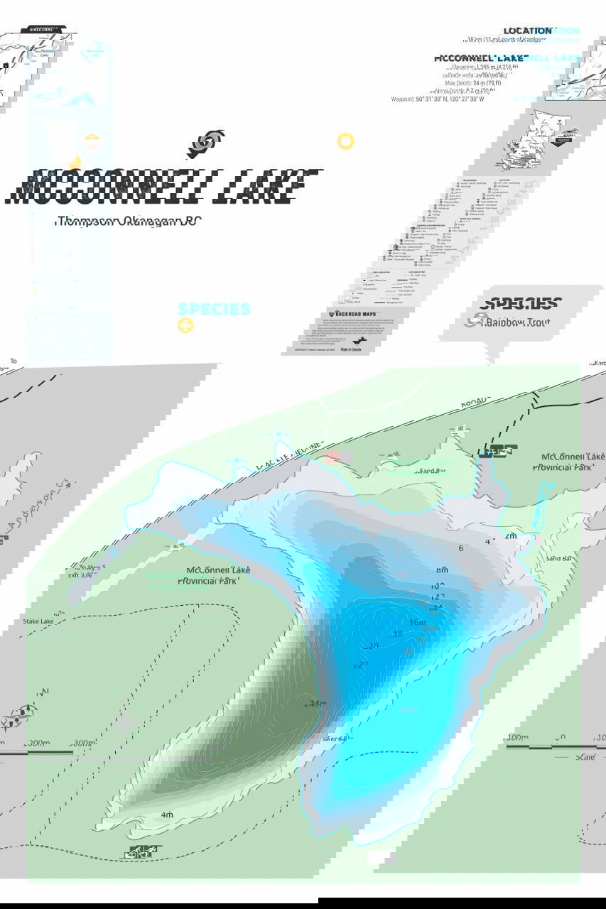 FTOBC130 McConnell Lake - Wall Map - Backroad Maps