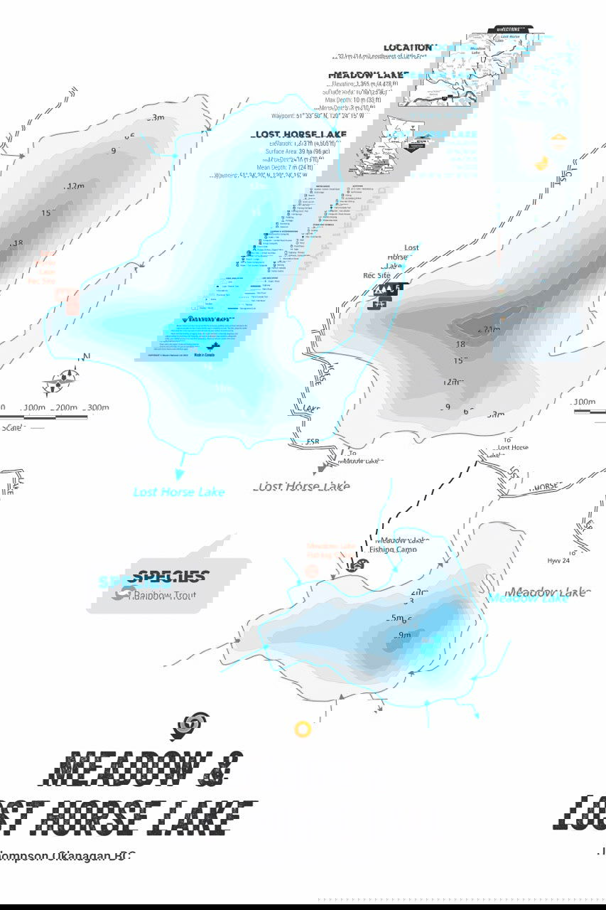FTOBC132 Meadow & Lost Horse Lakes - Wall Map - Backroad Maps