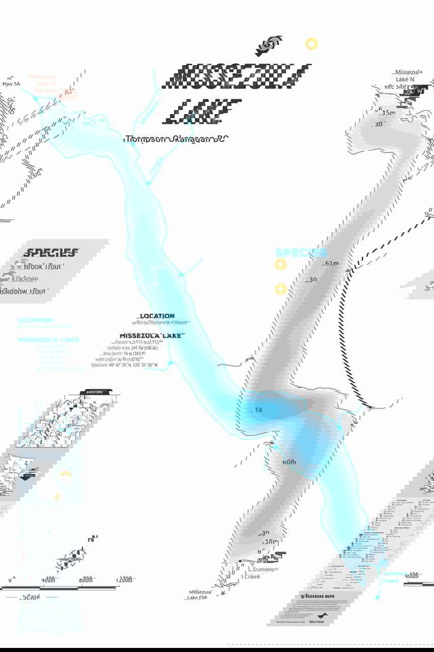 FTOBC133 Missezula Lake - Wall Map - Backroad Maps