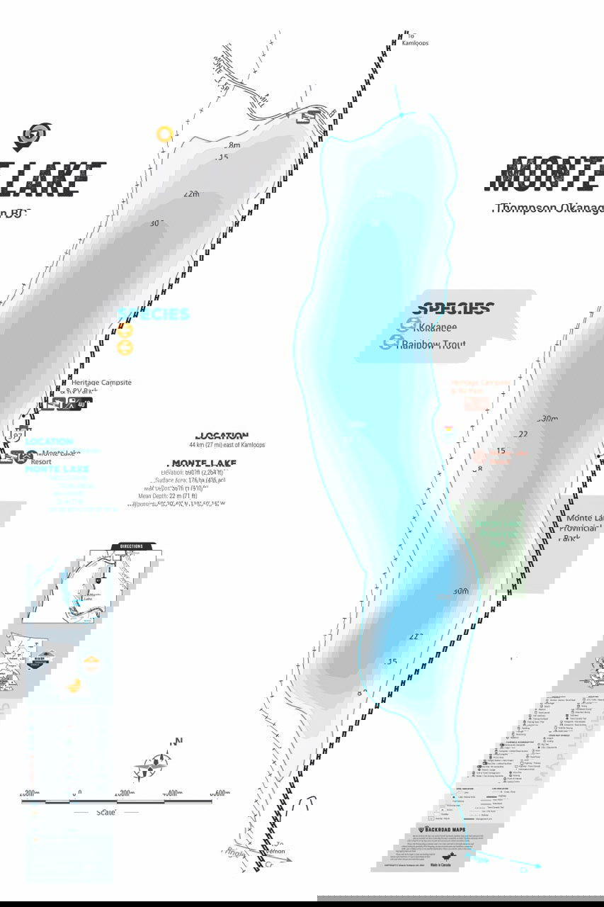 FTOBC135 Monte Lake - Wall Map - Backroad Maps