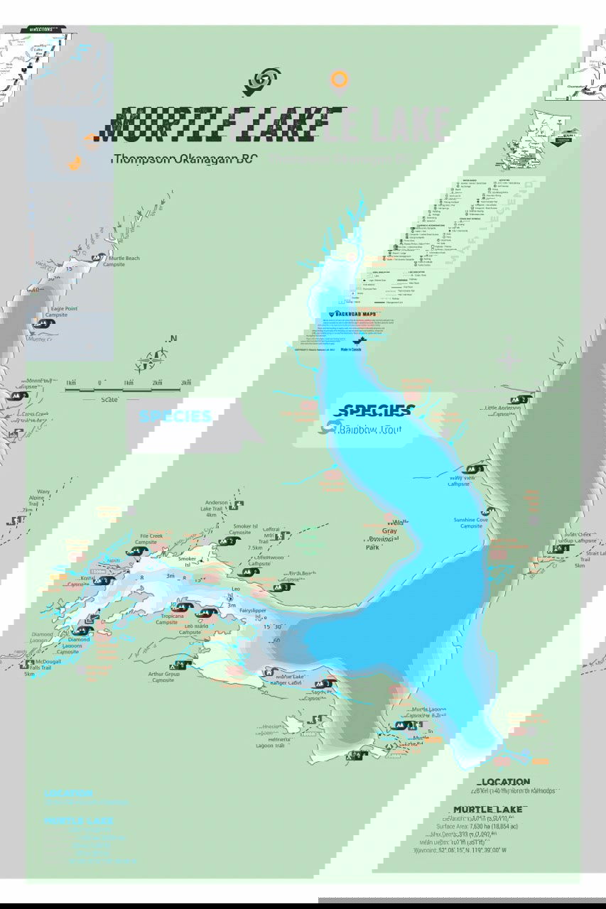 FTOBC139 Murtle Lake - Wall Map - Backroad Maps