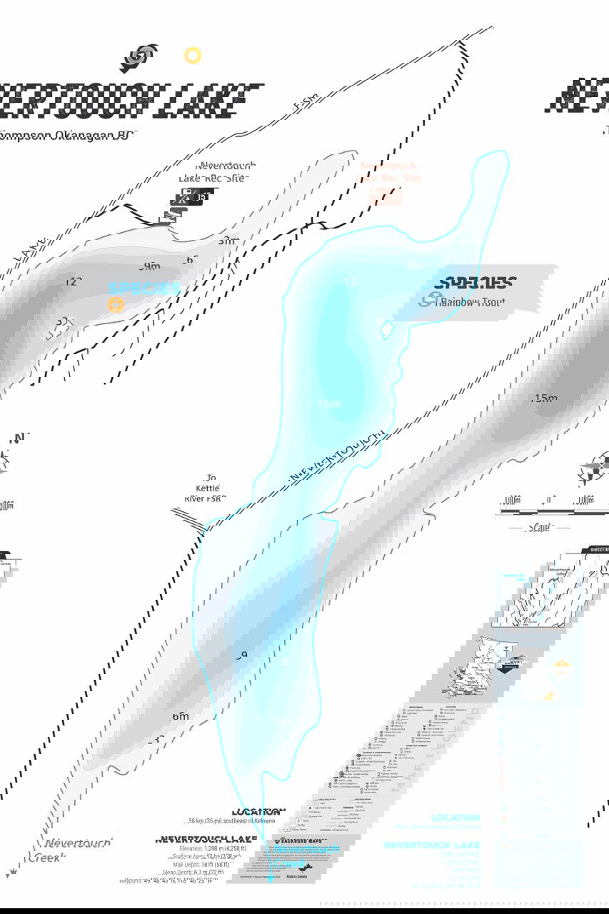 FTOBC141 Nevertouch Lake - Wall Map - Backroad Maps