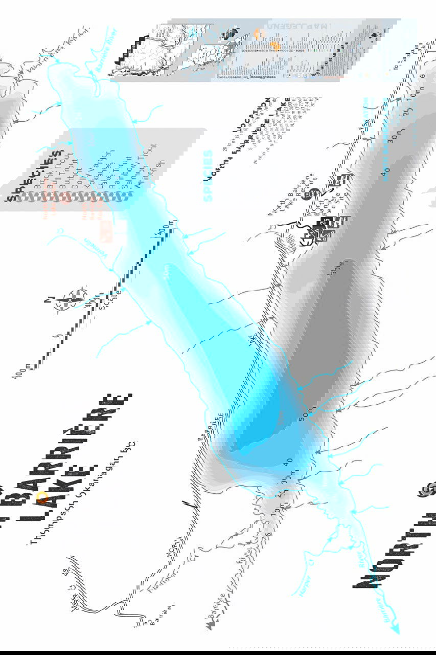 FTOBC145 North Barriere Lake - Wall Map - Backroad Maps