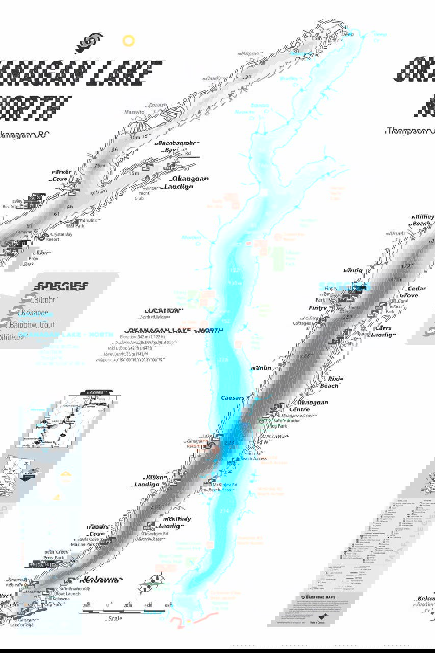 FTOBC146 Okanagan Lake North - Wall Map - Backroad Maps