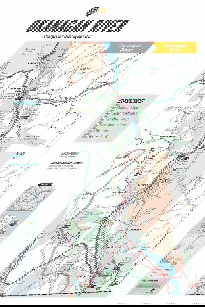FTOBC148 Okanagan River - Wall Map - Backroad Maps