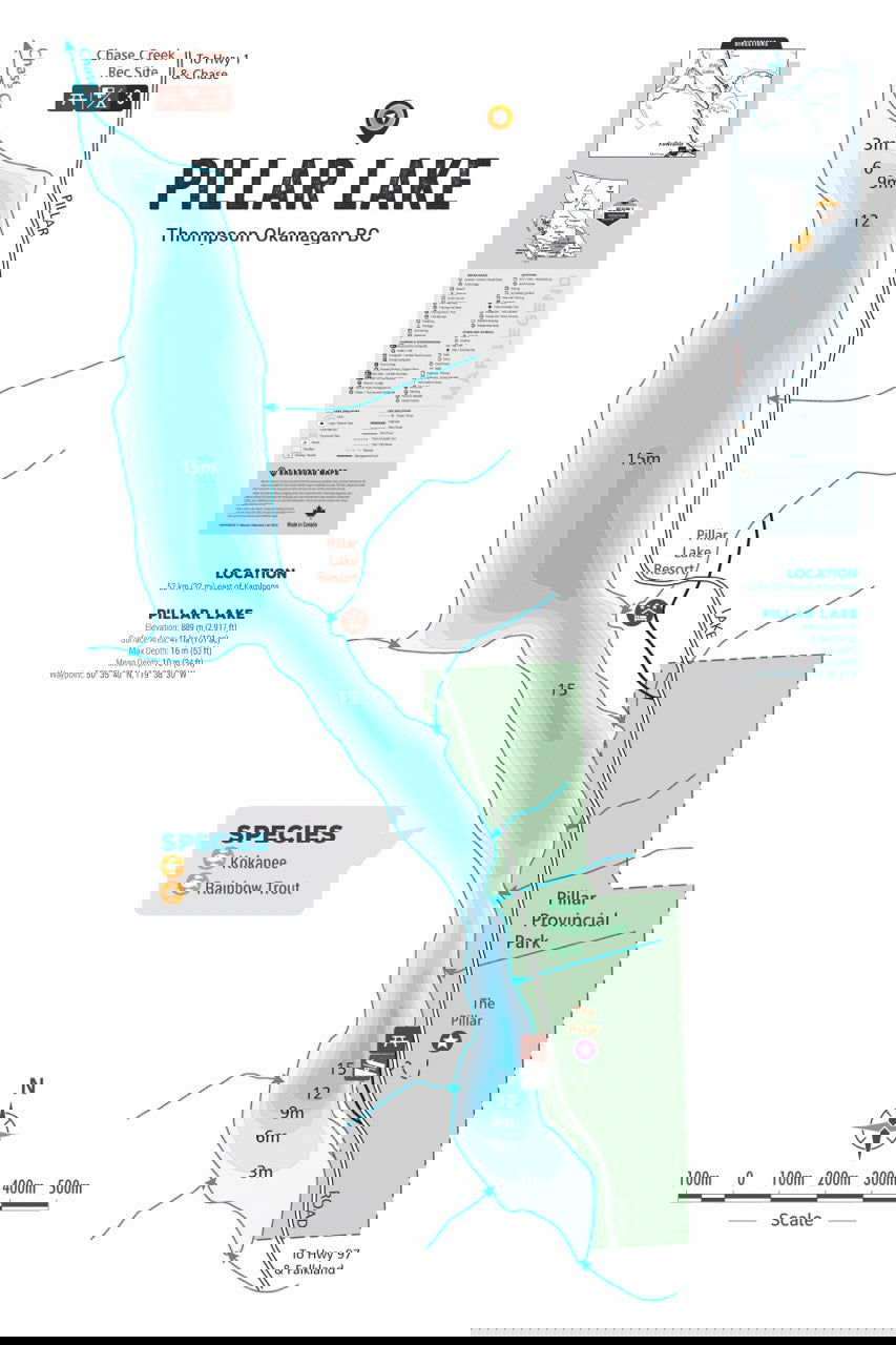 FTOBC161 Pillar Lake - Wall Map - Backroad Maps