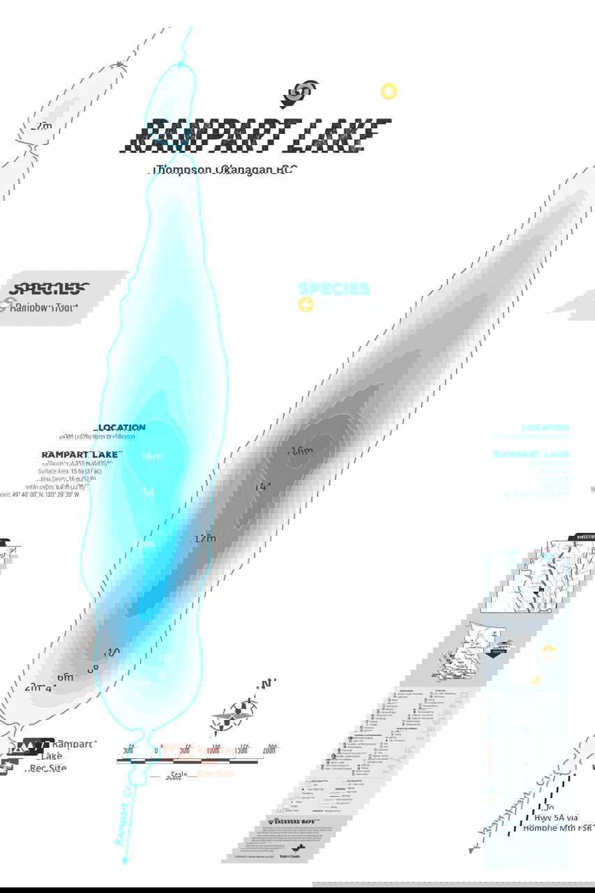 FTOBC166 Rampart Lake - Wall Map - Backroad Maps