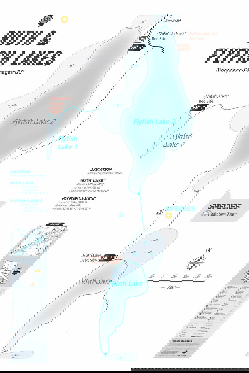 FTOBC173 Ruth & Flyfish Lake - Wall Map - Backroad Maps