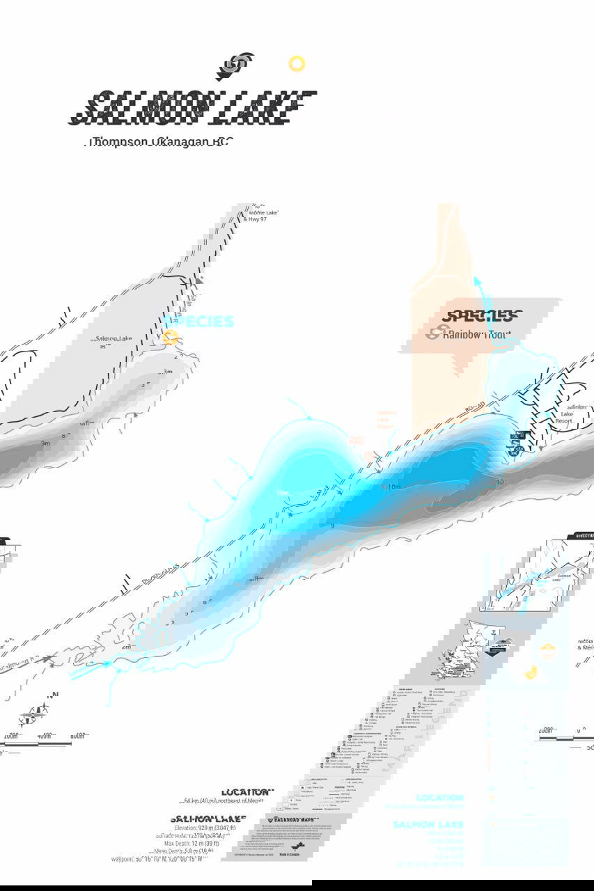 FTOBC174 Salmon Lake - Wall Map - Backroad Maps