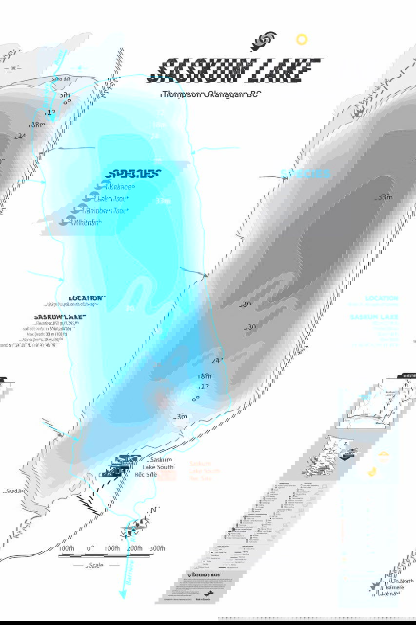 FTOBC175 Saskum Lake - Wall Map - Backroad Maps