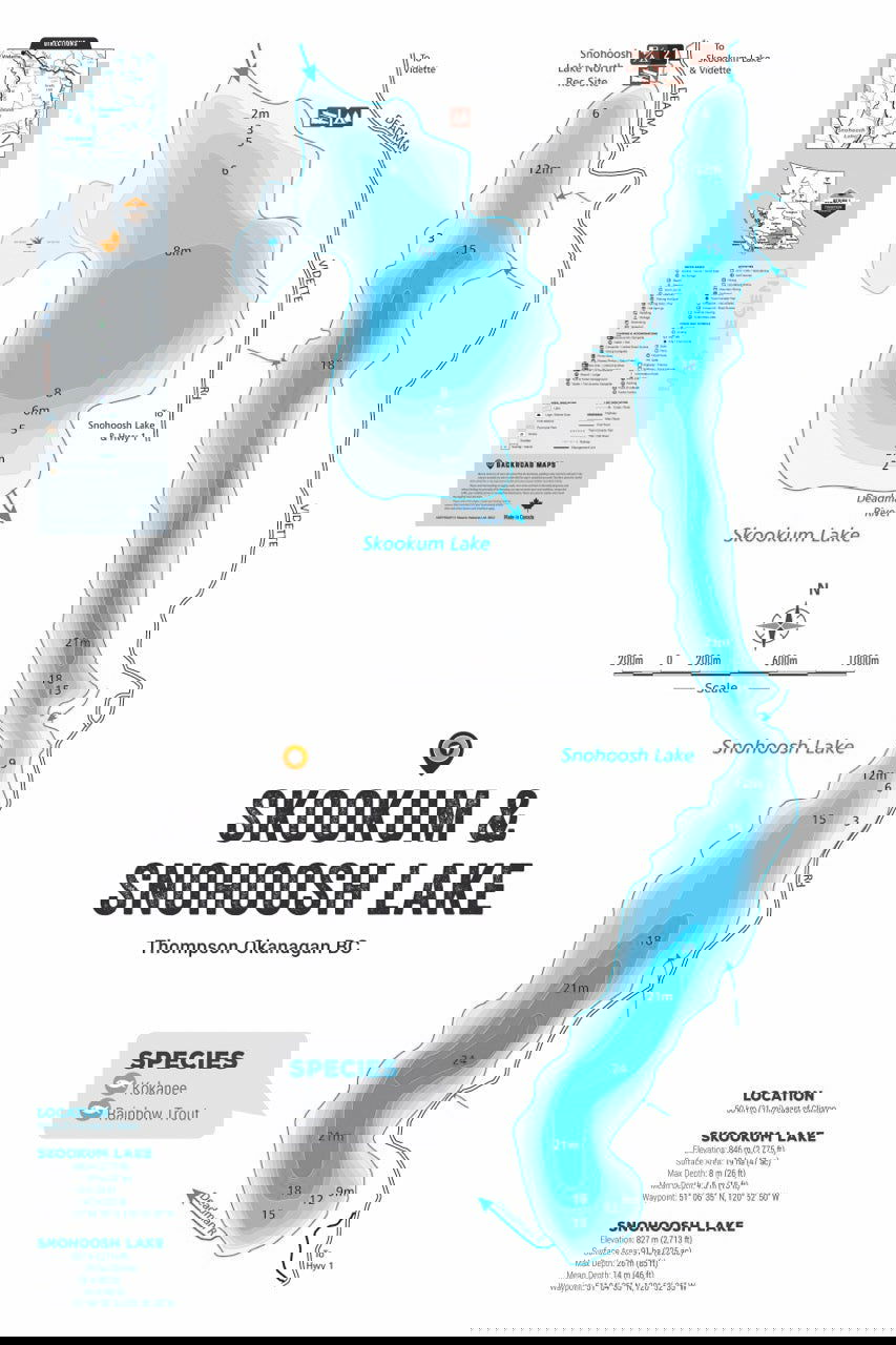 FTOBC187 Skookum & Snohoosh Lakes - Wall Map - Backroad Maps