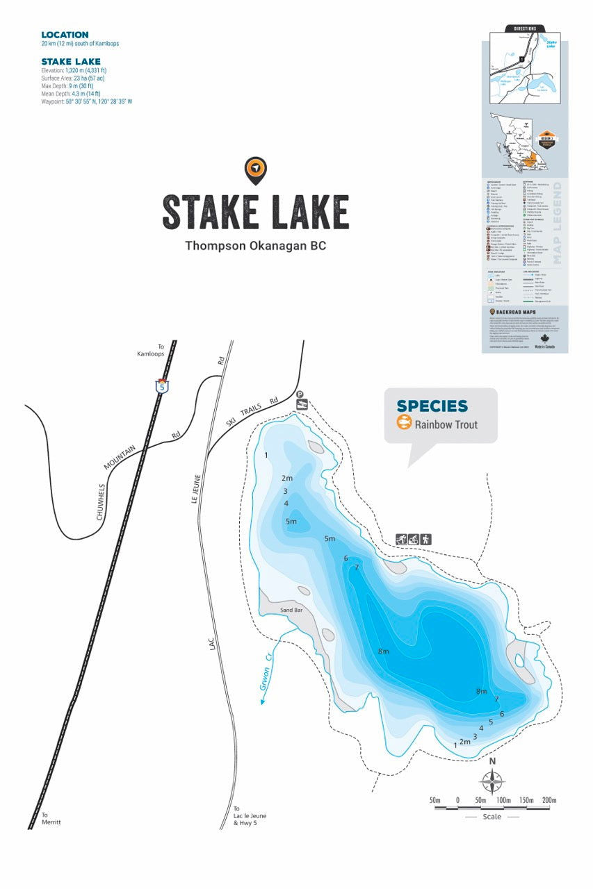 FTOBC189 Stake Lake - Wall Map - Backroad Maps