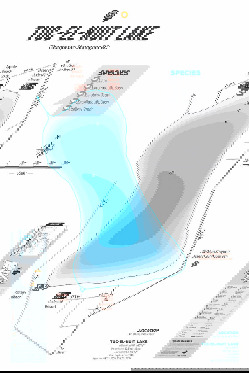 FTOBC202 Tuc-el-Nuit Lake - Wall Map - Backroad Maps