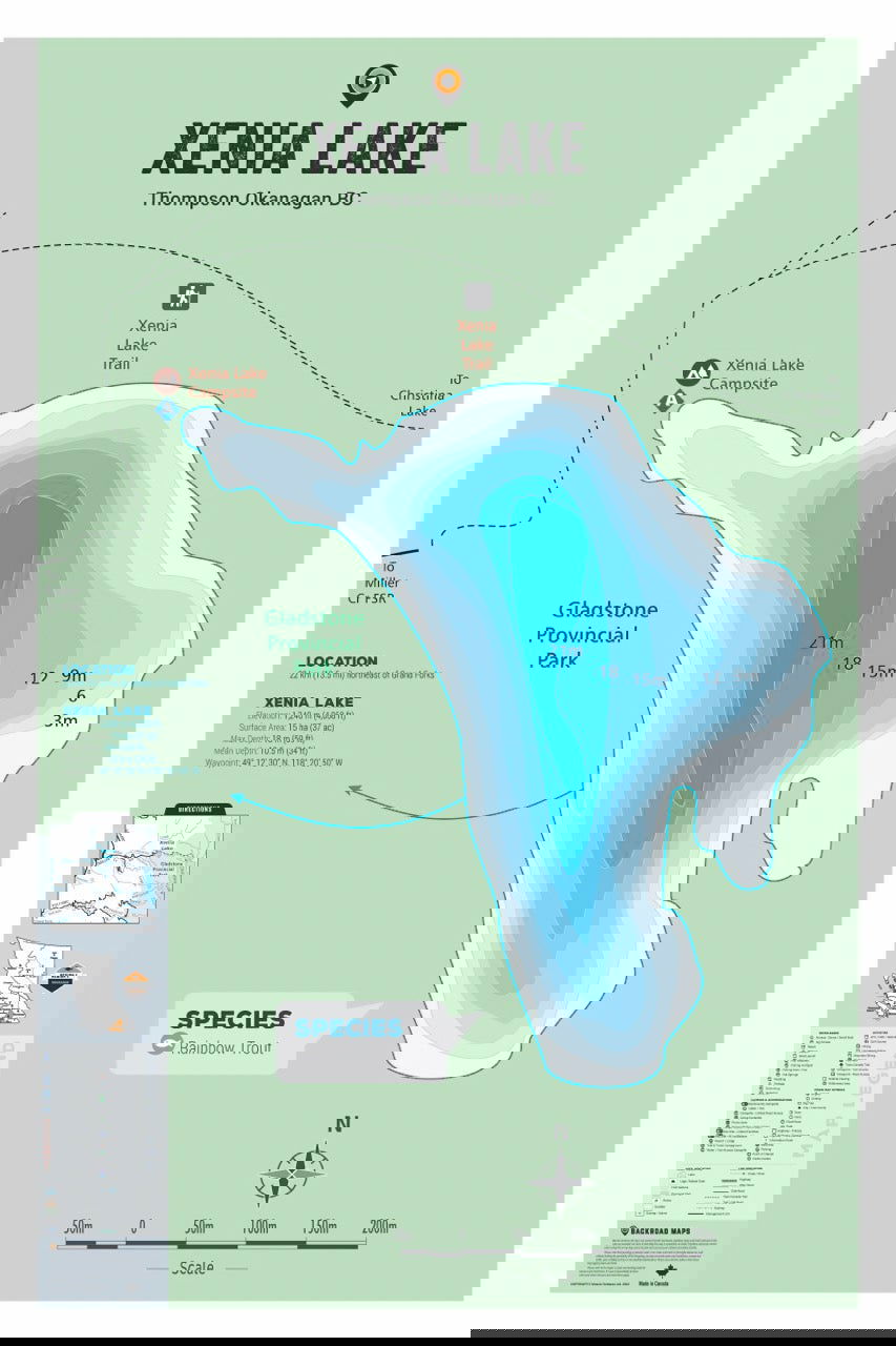 FTOBC214 Xenia Lake - Wall Map - Backroad Maps