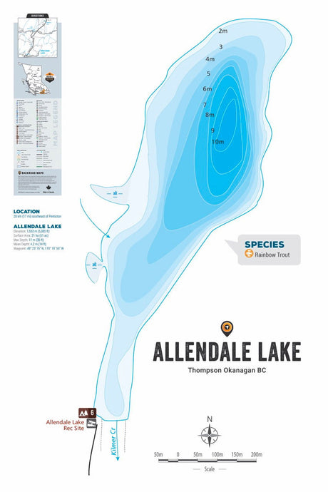 FTOBC24 Allendale Lake - Wall Map - Backroad Maps
