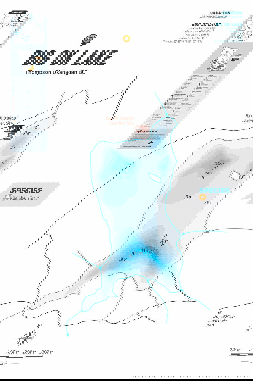 FTOBC29 Big OK Lake - Wall Map - Backroad Maps