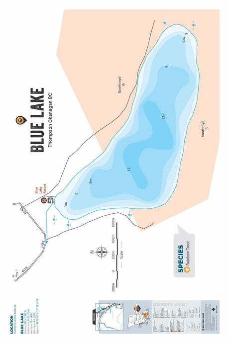 FTOBC32 Blue Lake - Wall Map - Backroad Maps